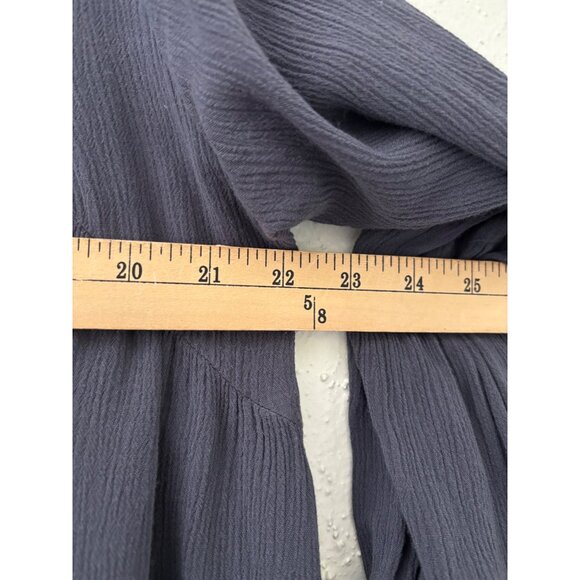 Attic Salt Womens Boho Crochet Pleated Tunic Blouse Size M Gray Rayon Flowy - Picture 7 of 15